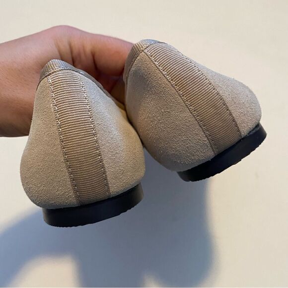 Lands End Beige tan neutra leather suede Emma classic flats woman’s -8 - Picture 7 of 8